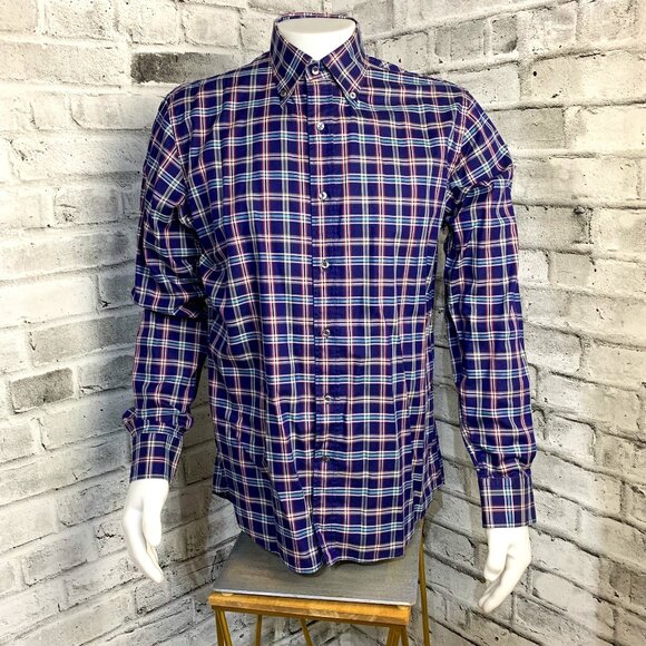 Bergdorf Goodman Tailored Fit Plaid Casual Dress Shirt - Picture 1 of 11